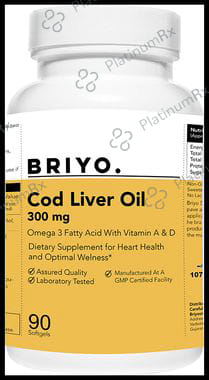 Briyo Cod Liver Oil 300mg Omega 3 Fatty Acids with Vitamin A & D Softgel