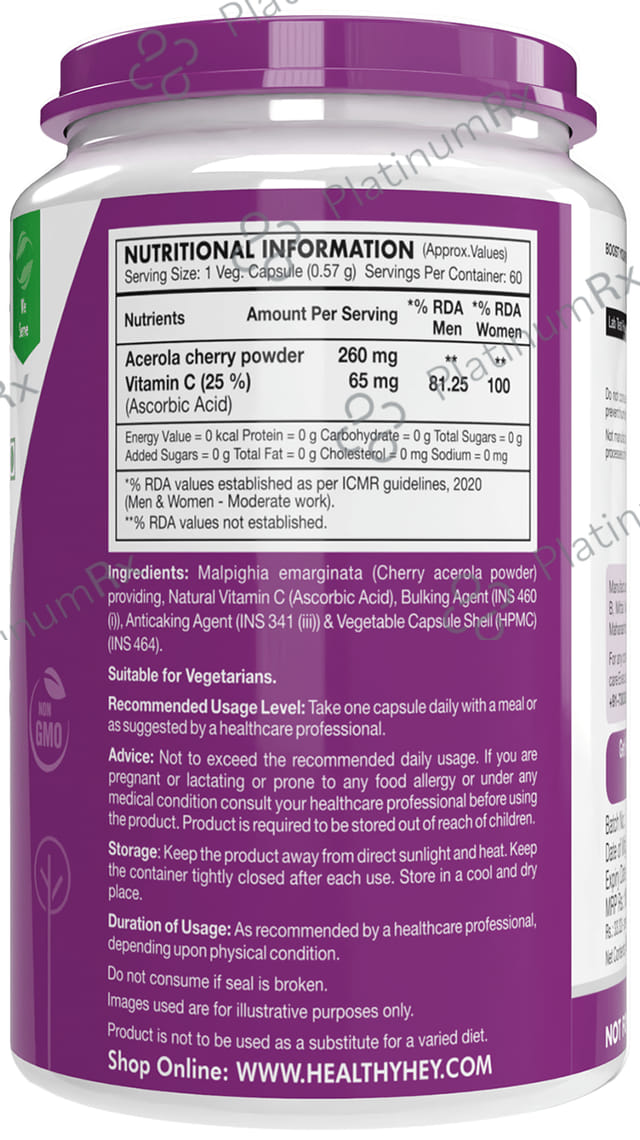 HealthyHey Nutrition Naturally Derived Vitamin C Vegetable Capsule