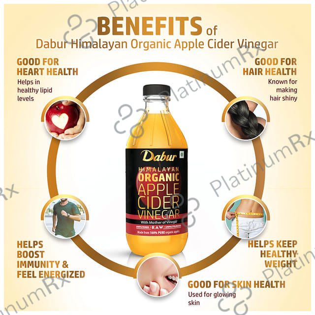 Dabur Himalayan Organic Apple Cider Vinegar ACV with Mother - Raw, Unfiltered & Unpasteurized