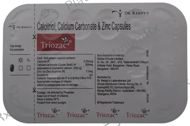 Triozac Plus 500mg/7.5mg/0.25mcg Capsule 10s