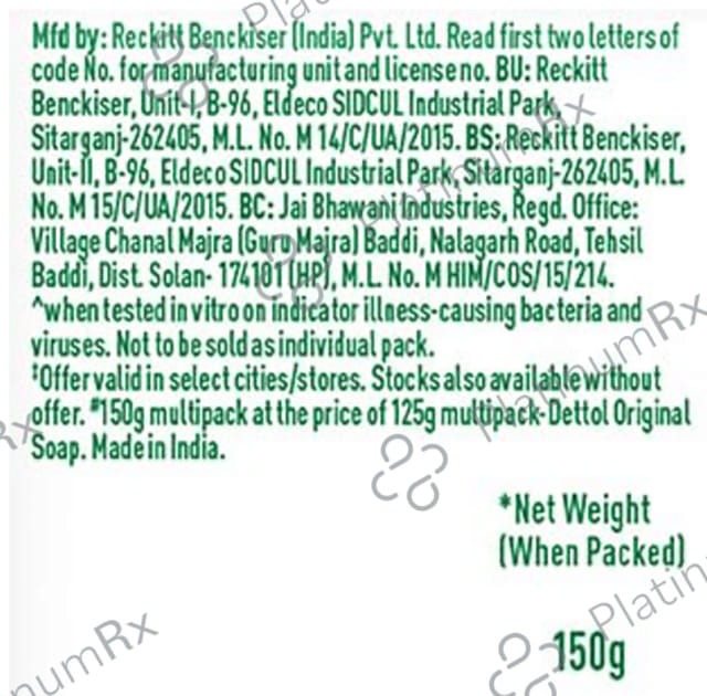 Dettol Original Germ Defence Bathing Soap Bar (150gm Each) 5 units