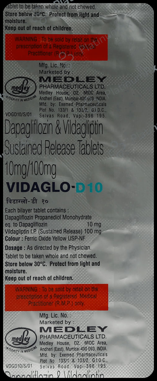 Vidaglo D 10/100mg Tablet 10s