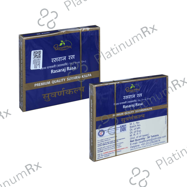 Dhootapapeshwar Rasaraj Rasa Premium Quality Suvarnakalpa 30 tablets