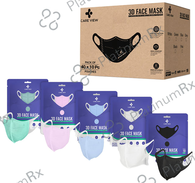 Care View 3 Dimensional Disposable Face Mask with 4 Layered Filtration and Soft Non-Woven Spandex Ear Loops Multicolor 400 masks