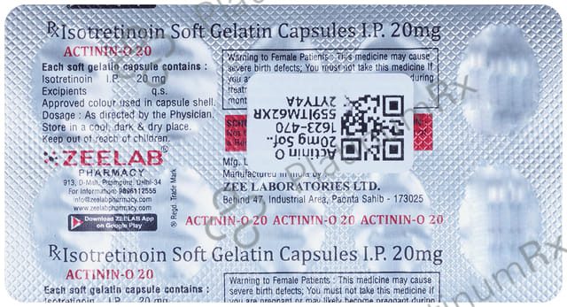 Actinin O 20mg Soft Gelatin Capsule 10s
