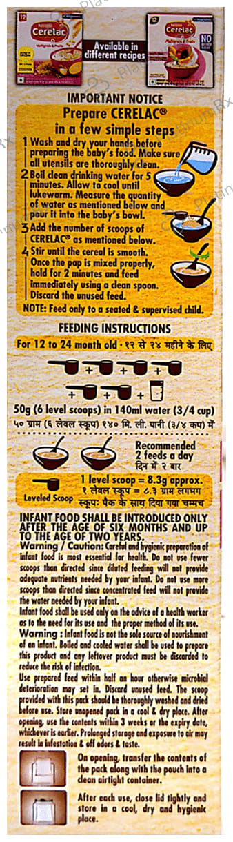 Nestle Cerelac Baby Cereal with Iron, Vitamins & Minerals - From 12 to 24 Months - Multigrain & Fruits