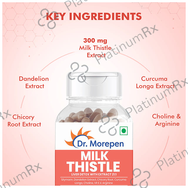 Dr. Morepen Milk Thistle+ - With Silymarin for Liver Health & Digestion - Capsule