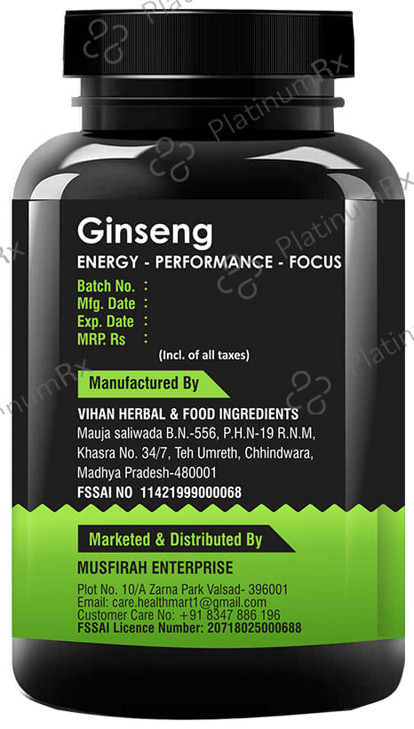 Health Mart Ginseng 500mg Capsule for Energy, Performance & Focus