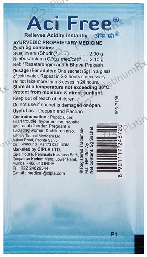 ACI Free Regular Flavour Sachet 5gm