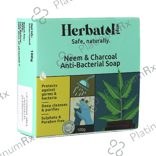 Herbatol Plus Neem & Charcoal Anti-Bacterial Soap (100gm Each) 3 Soap