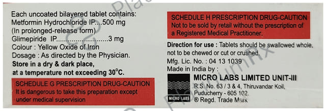 Diapride M 3/500mg Tablet 15s