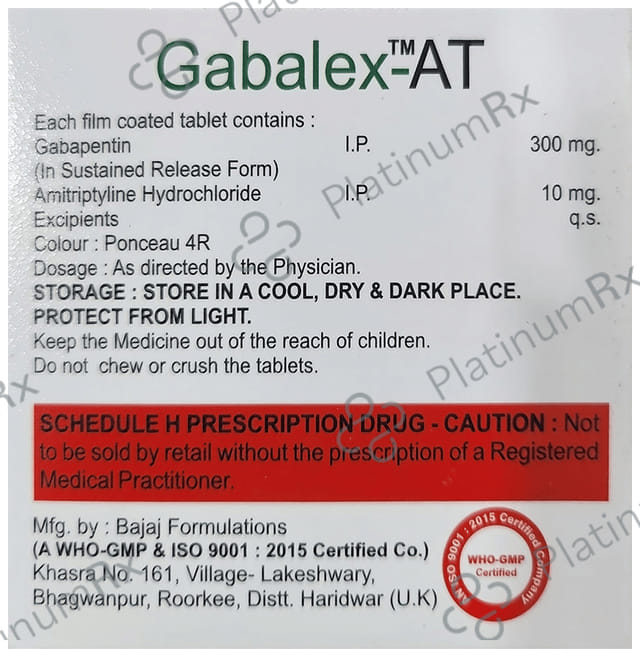 Gabalex AT 10/300mg Tablet SR 10s