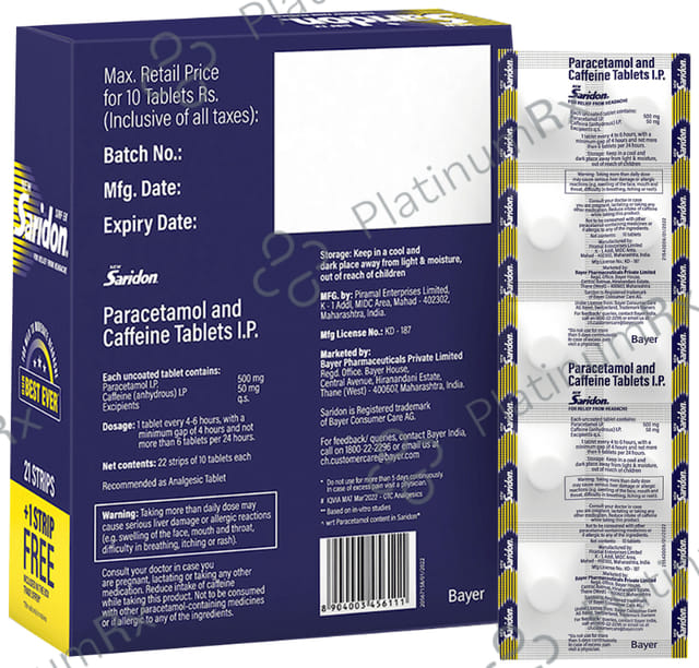 Saridon (New) 50/500mg Tablet 10s