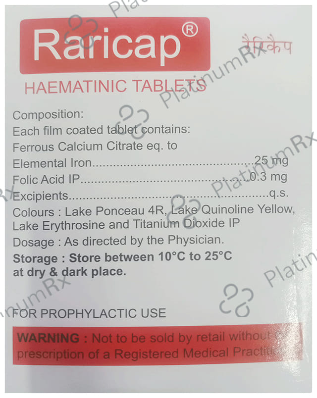 Raricap 25mg/300mcg Tablet 40s