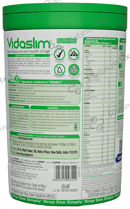 Vidaslim Weight Management For Men & Women Coffee Latte Protein Powder 400gm
