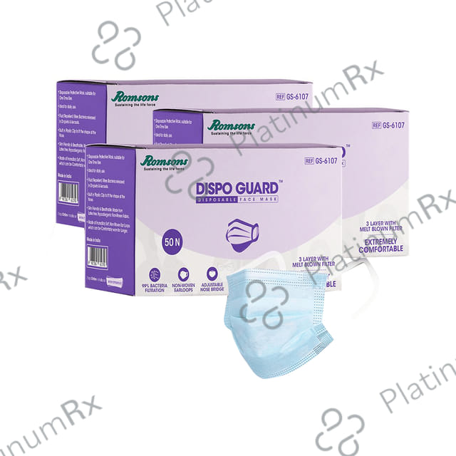 Romsons Gs-6107 Dispo Guard Face Mask 3 Layer with Melt Blown Filter (50 Each) 3 units