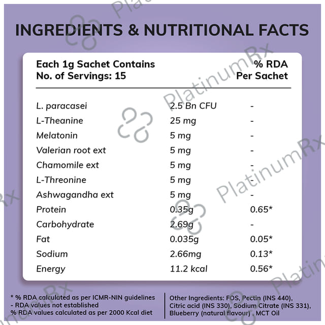 Sova Sleep Snack Probiotic Melatonin Gummies Blueberry Sugar Free