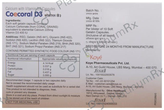 Coecoral D3 Capsule 10s