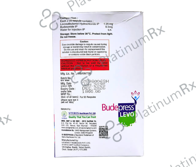 Budepress Levo 0.5/1.25mg Respules 5X2ml