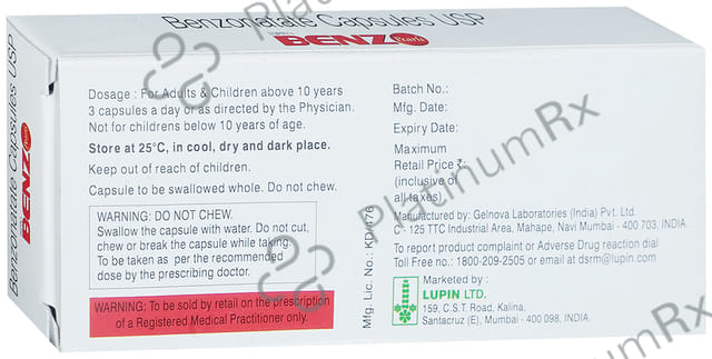 Lupins Benz Pearls 100mg Capsule 10s