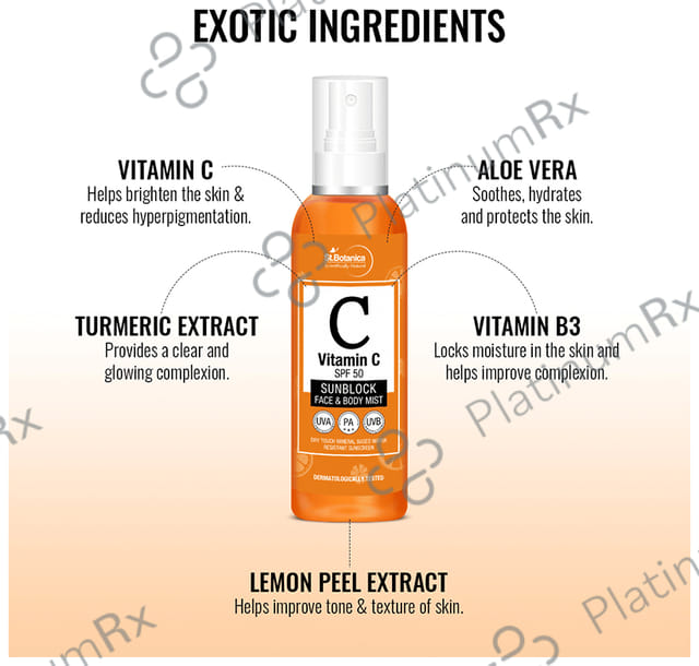 St.Botanica Vitamin C Sunblock Face & Body Mist SPF 50 Liquid 120ml