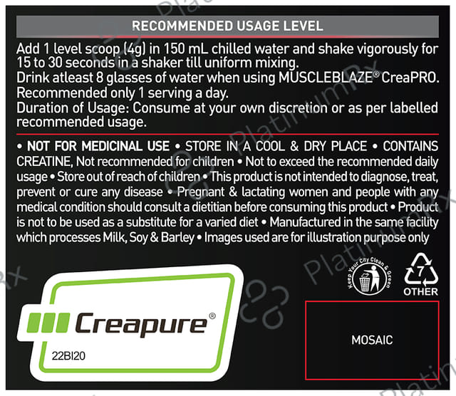 MuscleBlaze Creapro Creatine - With Creapure for Lean Muscles, Energy & Strength - Tangy Orange