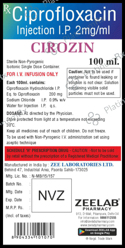 Cirozin 2mg Injection 100ml