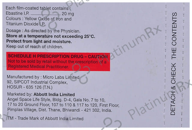 Ebasil 20mg Tablet 10s