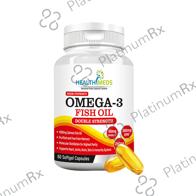 Healthmeds Double Strength Omega 3 Fish Oil 1000mg Softgel Capsule 60s