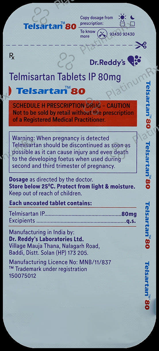 Telsartan 80mg Tablet 14s
