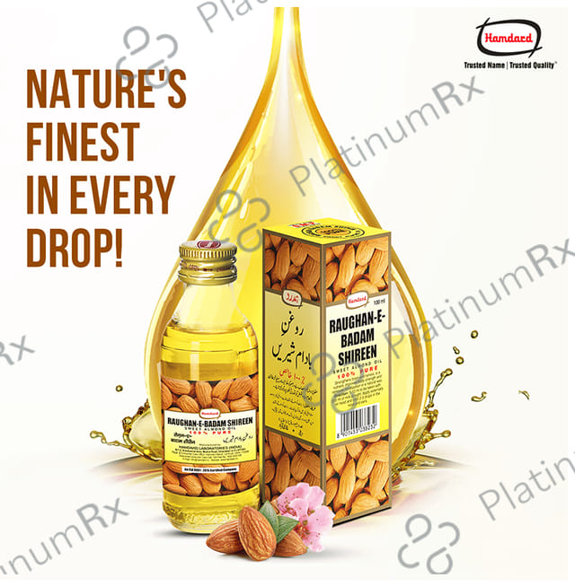 Hamdard Roghan Badam Shirin Pure Almond Oil - Eases Constipation & Supports Skin, Hair & Brain Health 50 ml