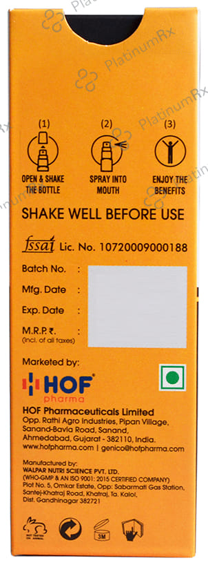 HOF Pharma Daily Vitamin D3 Oral Spray Mango