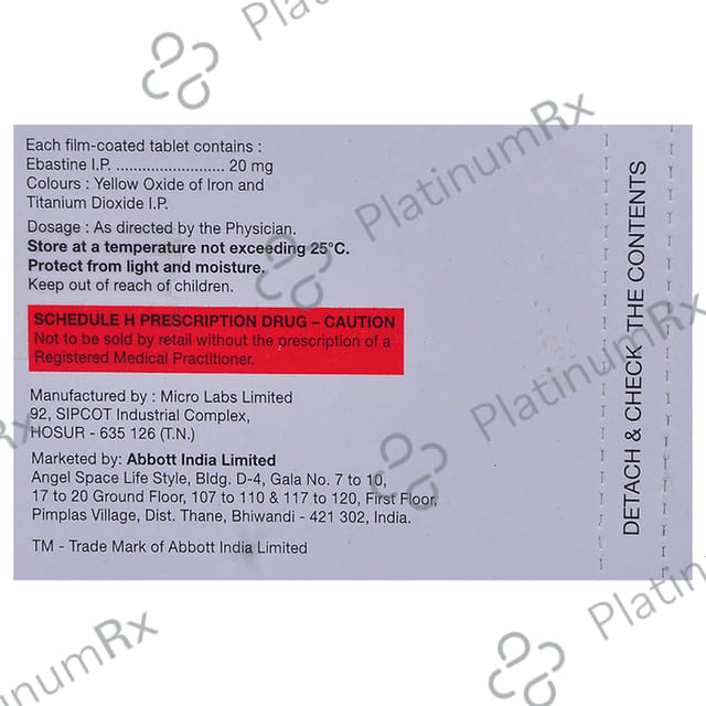 Ebasil 20mg Tablet 10s