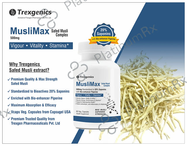 Trexgenics Muslimax Safed Musli Veg Capsule