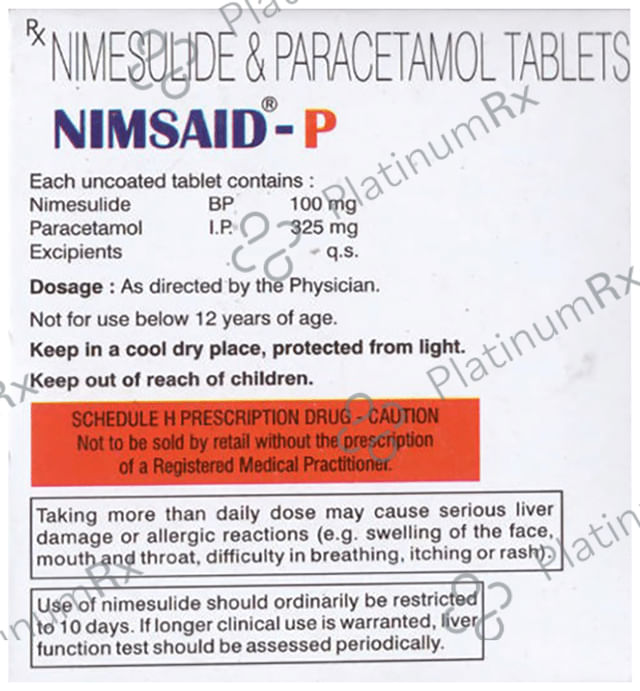 Nimsaid P 100/325mg Tablet 15s