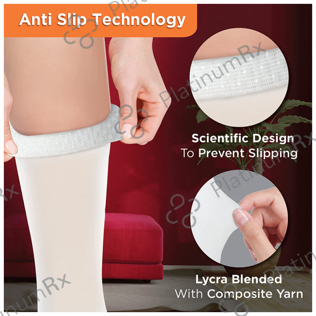 Vissco Anti-Embolism Stockings -Thigh Length-Open Toe to Improve Blood Circulation Small White