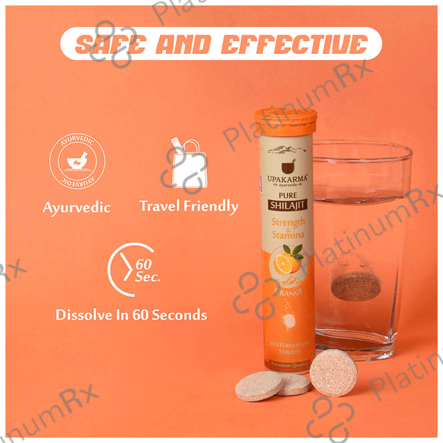 Upakarma Ayurveda Pure Shilajit Orange Flavour Effervescent Tablet 20s