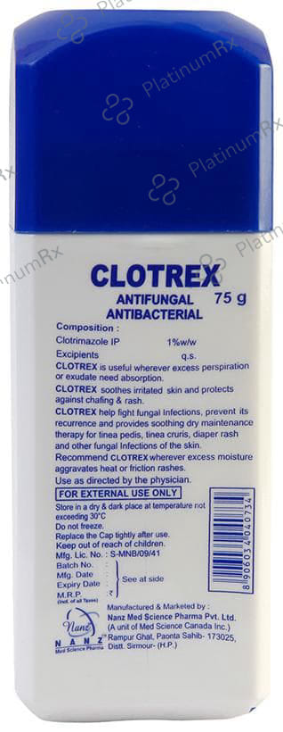 Clotrex Dusting Powder 75gm for Antifungal Infections