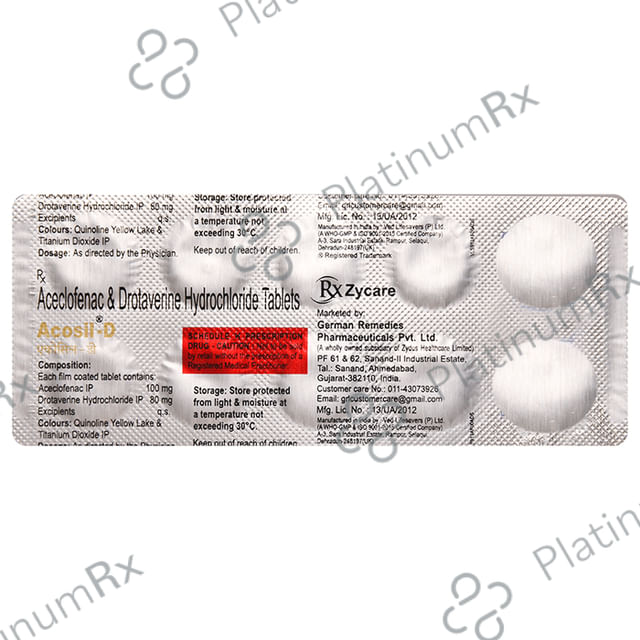 Acosil D 100/80mg Tablet 10s
