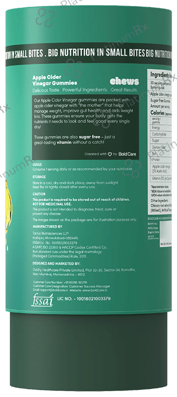 Bold Care Apple Cider Vinegar Gummy Sugar Free