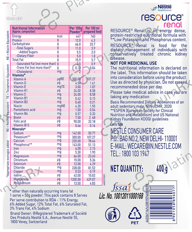 Nestle HealthScience Resource Renal Supplement with Protein & Electrolytes - Flavour Vanilla