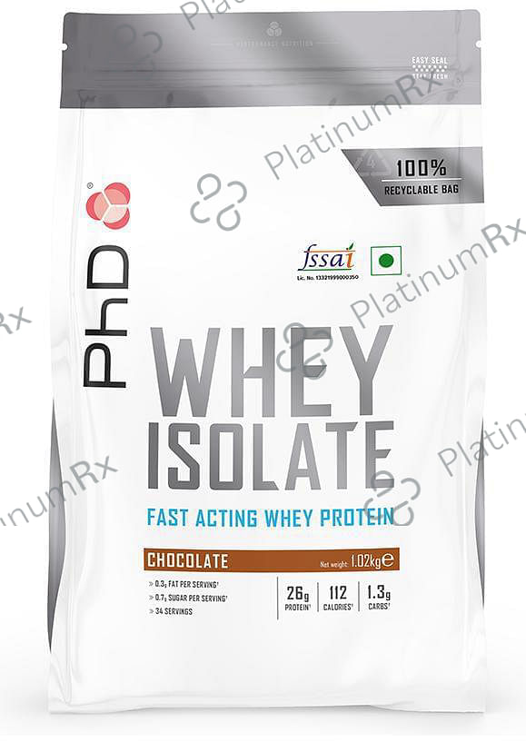 PHD Whey Isolate Fast Acting Whey Protein Powder Chocolate 1 kg