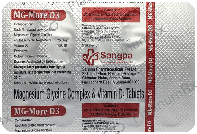 MG More D3 250mg/1000IU Tablet 10s