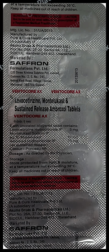 Ventocore AX 75/5/10mg Tablet 10s