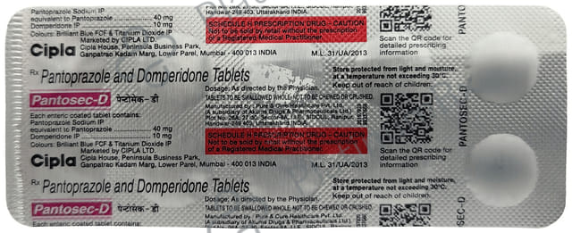 Pantosec D 10/40mg Tablet 10s