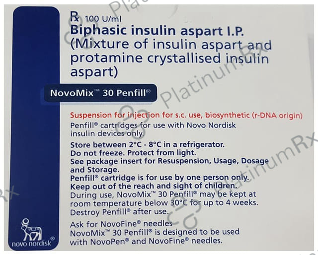 Novomix 70/30 (100 IU) Solution For Injection | Cartridge 1*3ml