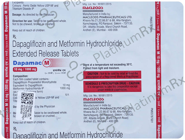 Dapamac M 10/1000mg Tablet ER 15s