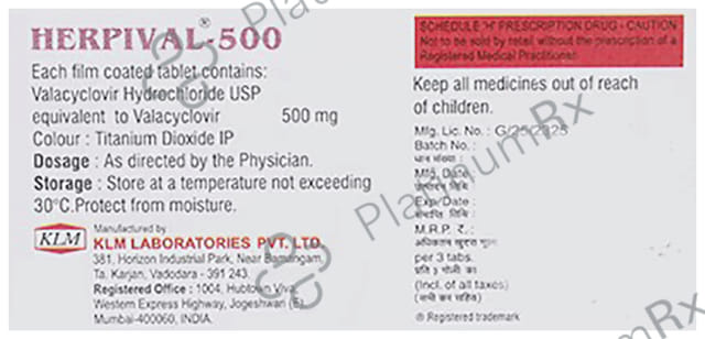 Herpival 500mg Tablet 3s