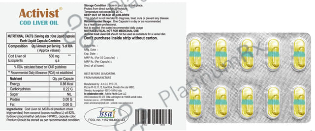 Activist Cod Liver Oil Liquid Capsule (10 Each)