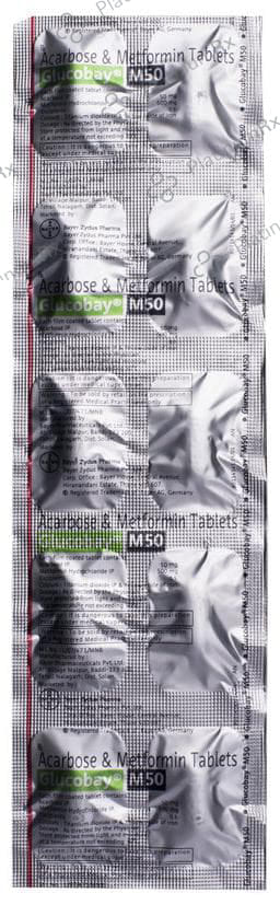 Glucobay M50 50/500mg Tablet 10s